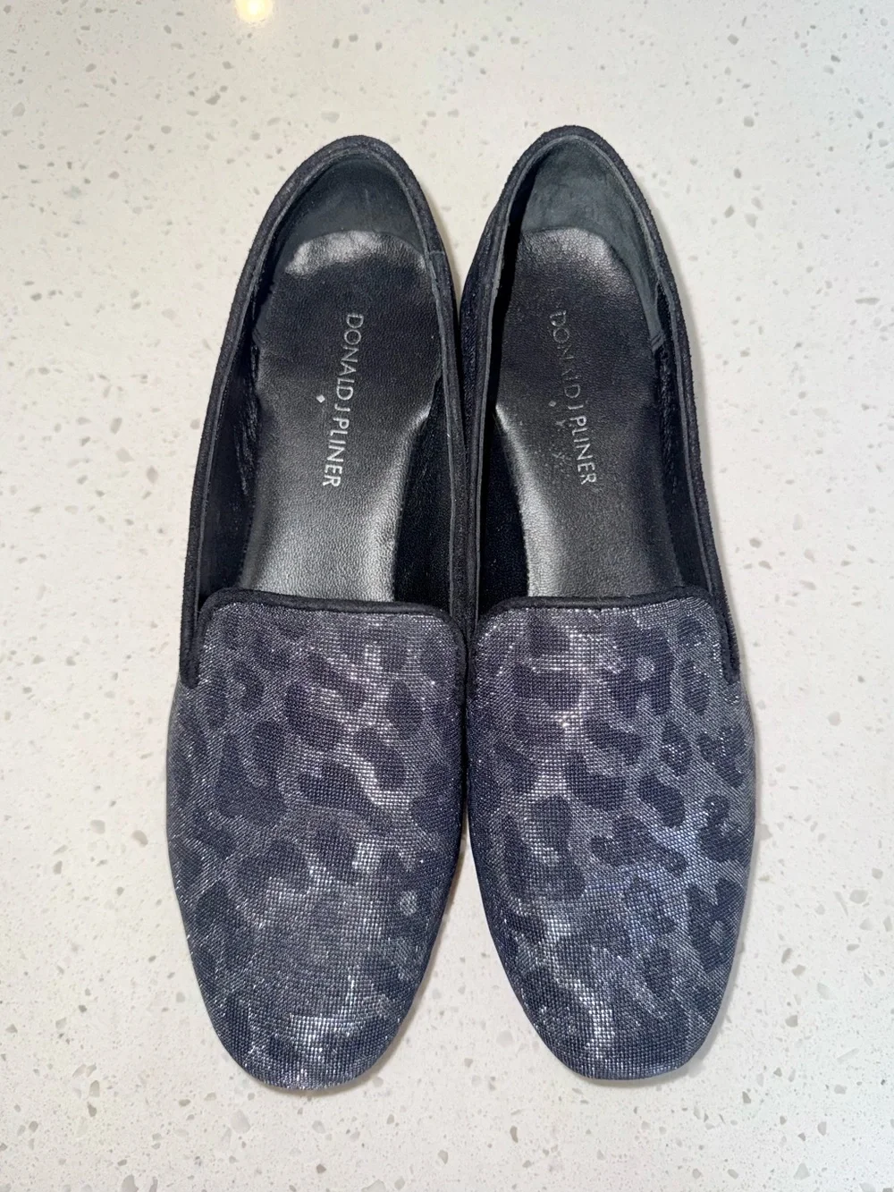 Donald J. Pliner Women's Black Leopard-Print Slip-On Loafers